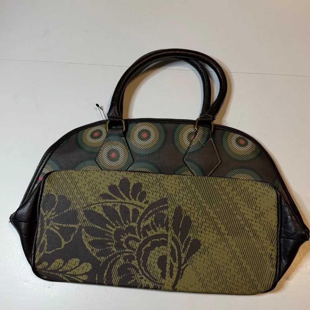 Vtg Desigual Floral Geometric Satchel Purse Tote Bag NWT